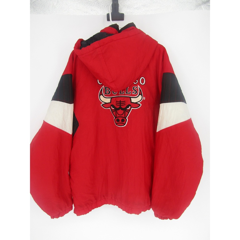 Starter Chicago Bulls Jacket Large Red Vintage 90s NBA Anorak Gorpcore Hip Hop - Picture 3 of 16